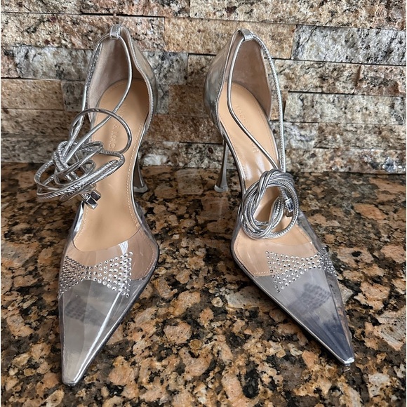 Mach & Mach Crystal Bow PVC Ankle Wrap Pumps - Picture 4 of 8